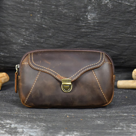 Riñonera de Cuero Genuino para Hombre - Estilo Retro con Bolsillo para Celular - Image 18