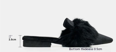 Pantuflas Cerradas para Mujer con Punta Afilada y Pelaje de Visón - Image 12
