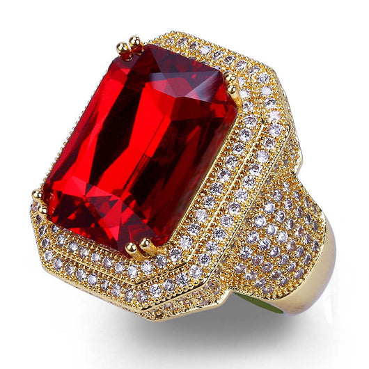 Anillo de Rubí con Circonitas Enchapado en Oro - Image 3