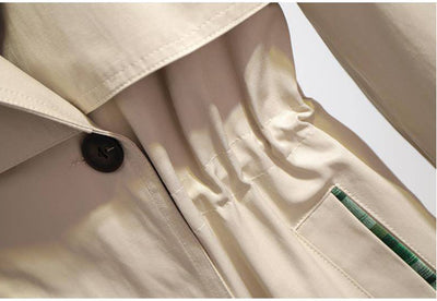 Abrigo Trench Corto de Algodón Forrado Estilo Coreano Oversize - Image 7