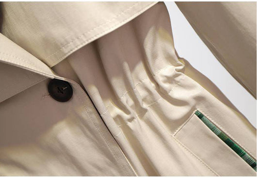 Abrigo Trench Corto de Algodón Forrado Estilo Coreano Oversize - Image 7