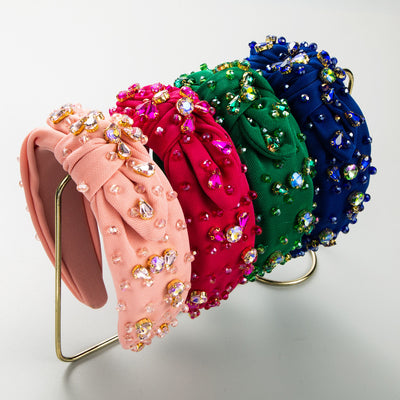 Diadema Elegante Ancha con Nudo y Cristales - Image 20