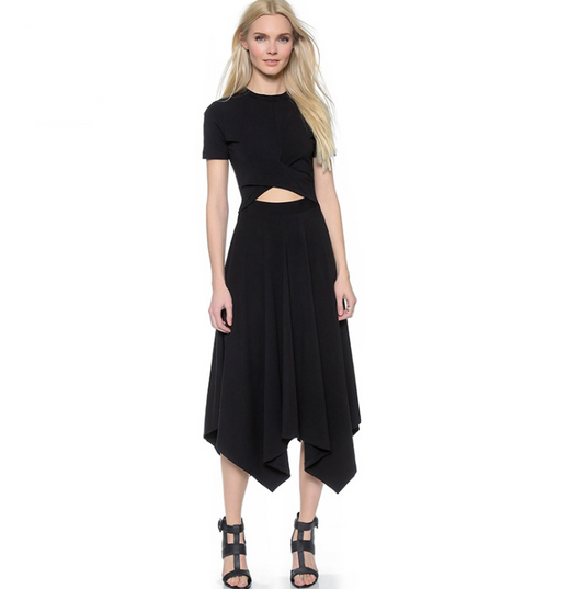 Vestido Corto con Cutout en Cintura y Pliegues Cruzados
