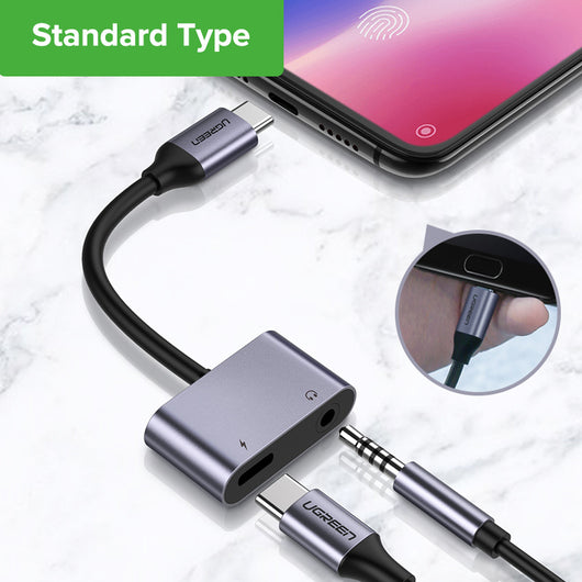 Adaptador 2 en 1 USB-C a 3.5mm para Audífonos y Carga Simultánea