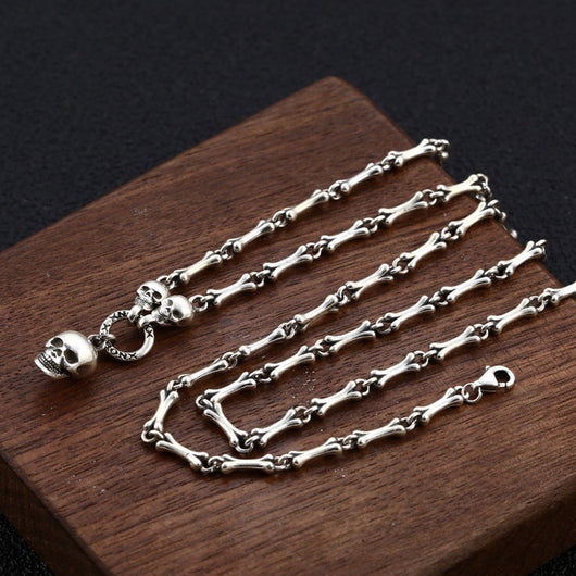 Collar de Plata Esterlina con Calaveras de Personalidad Masculina y Femenina - Image 7