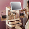 Organizador de Cosméticos con Espejo y Luz LED - Almacenamiento Grande