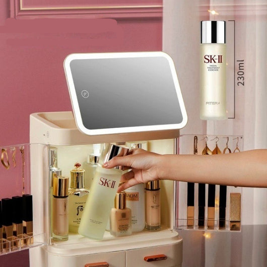 Organizador de Cosméticos con Espejo y Luz LED - Almacenamiento Grande - Image 12