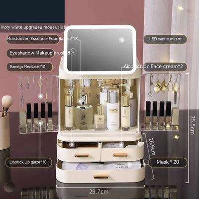 Organizador de Cosméticos con Espejo y Luz LED - Almacenamiento Grande - Image 15