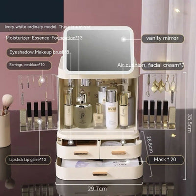 Organizador de Cosméticos con Espejo y Luz LED - Almacenamiento Grande - Image 21