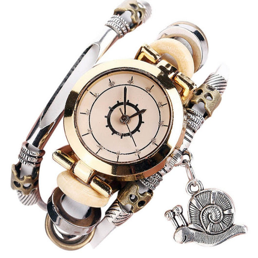 Reloj Pulsera Vintage de Cuero con Colgante Caracol - Image 16