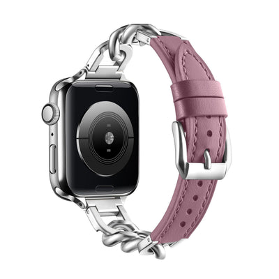Correa Apple Watch Cuero y Acero Inoxidable con Cadena Denim - Image 39