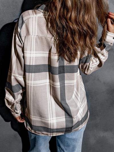 Camisa Cuadriculada de Solapa para Mujer - Otoño e Invierno - Image 10