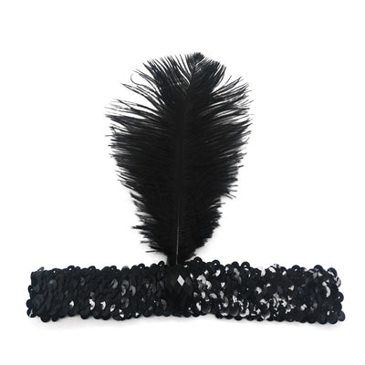Diadema de Plumas de Avestruz con Diamantes y Lentejuelas - Image 14