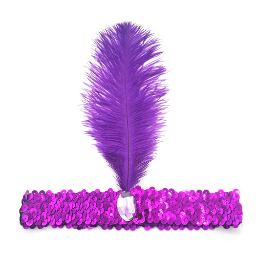 Diadema de Plumas de Avestruz con Diamantes y Lentejuelas - Image 16