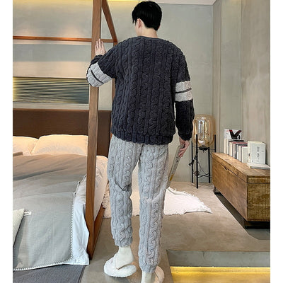 Pijama Térmico de Franela Jacquard para Hombre - Otoño e Invierno - Image 13