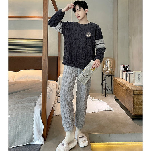 Pijama Térmico de Franela Jacquard para Hombre - Otoño e Invierno - Image 15