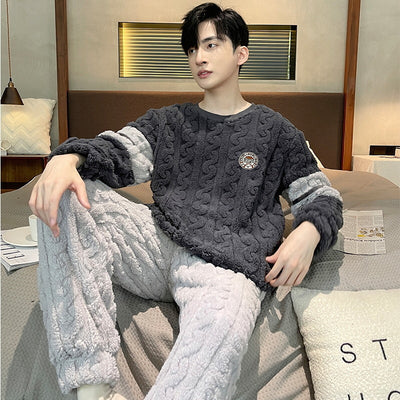 Pijama Térmico de Franela Jacquard para Hombre - Otoño e Invierno - Image 17