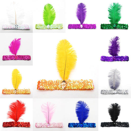 Diadema de Plumas de Avestruz con Diamantes y Lentejuelas - Image 22