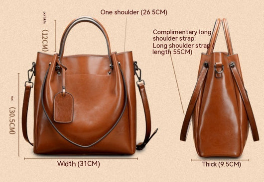 Bolsa de Cuero Vacuno Encerado Portátil para Mujer - Image 8