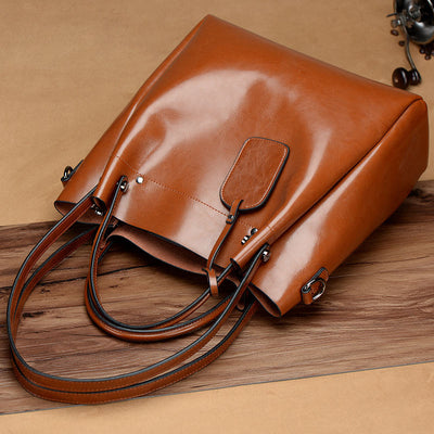 Bolsa de Cuero Vacuno Encerado Portátil para Mujer - Image 10