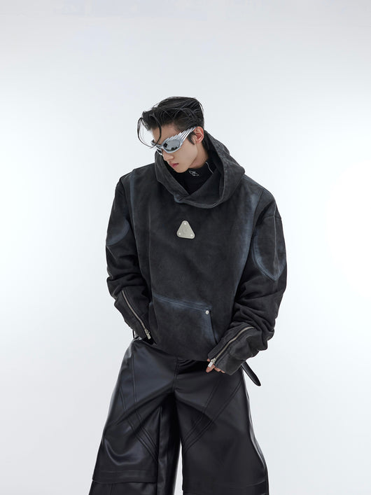 Sudadera con Capucha Gris Desteñida para Hombre - Image 9