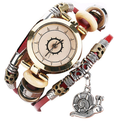 Reloj Pulsera Vintage de Cuero con Colgante Caracol - Image 21