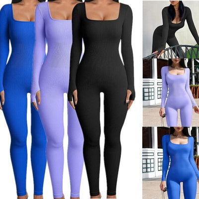 Jumpsuit Deportivo Mujer Manga Larga Cuello Cuadrado Yoga - Image 17
