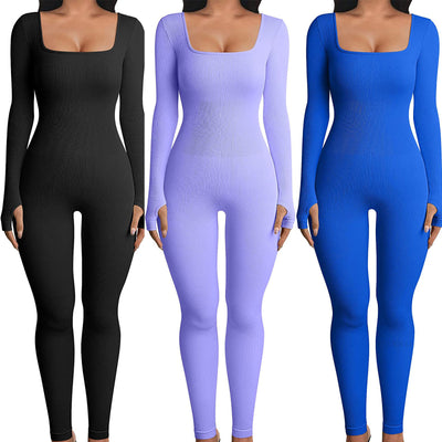 Jumpsuit Deportivo Mujer Manga Larga Cuello Cuadrado Yoga - Image 25