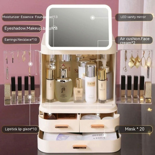 Organizador de Cosméticos con Espejo y Luz LED - Almacenamiento Grande - Image 25