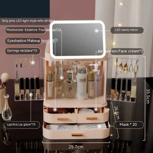 Organizador de Cosméticos con Espejo y Luz LED - Almacenamiento Grande - Image 33
