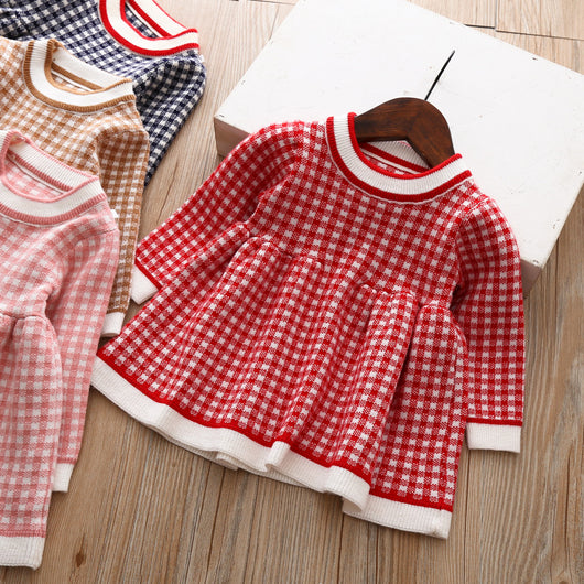 Vestido Suéter Tejido a Cuadros para Niñas - Image 24
