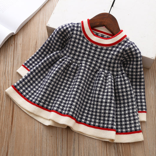 Vestido Suéter Tejido a Cuadros para Niñas - Image 27