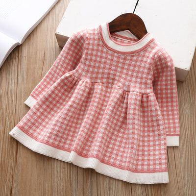 Vestido Suéter Tejido a Cuadros para Niñas - Image 29