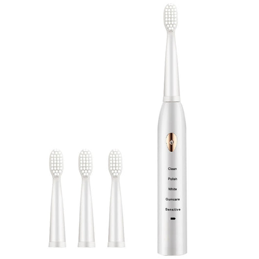 Four black soft-bristle replacement toothbrush heads for an automatic ultrasonic wave toothbrush. - Image 12