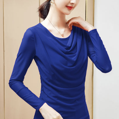 Blusa Plisada de Color Sólido para Mujer - Image 13