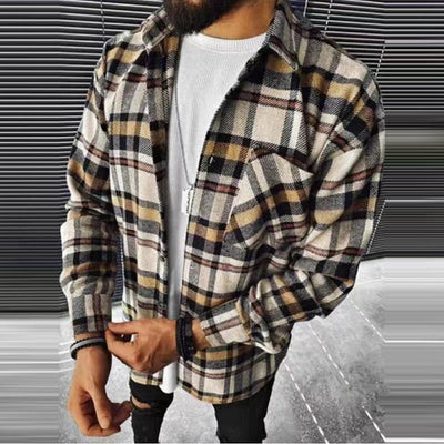 Camisa de Cuadros con Estampado a Juego de Colores para Hombre - Image 33