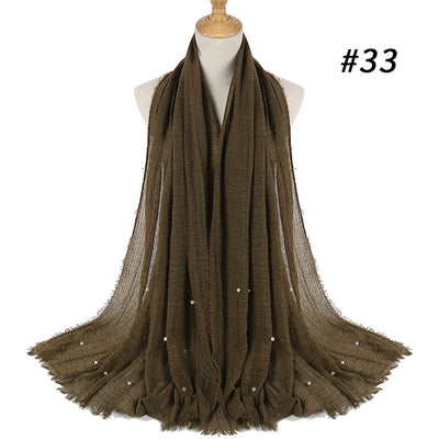Pañuelo de Algodón y Lino Arrugado Monocromático - Image 51