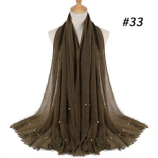 Pañuelo de Algodón y Lino Arrugado Monocromático - Image 51