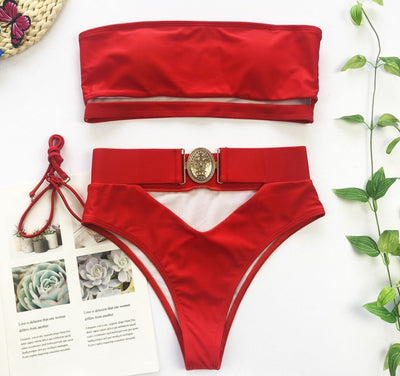 Traje de Baño Dividido para Mujer con Hebilla Metálica - Image 6