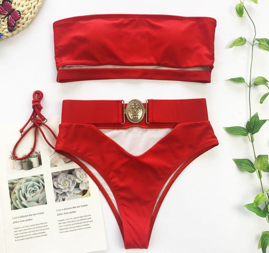 Traje de Baño Dividido para Mujer con Hebilla Metálica - Image 6