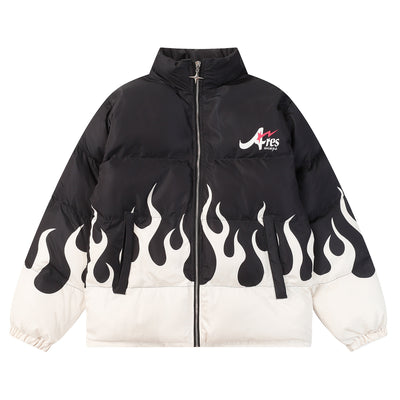 Abrigo de Pareja Retro Flame Grueso Acolchado para Invierno - Image 12