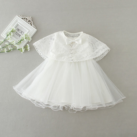 Conjunto de Dos Piezas Vestido Blanco Esponjoso para Bebé - Image 8