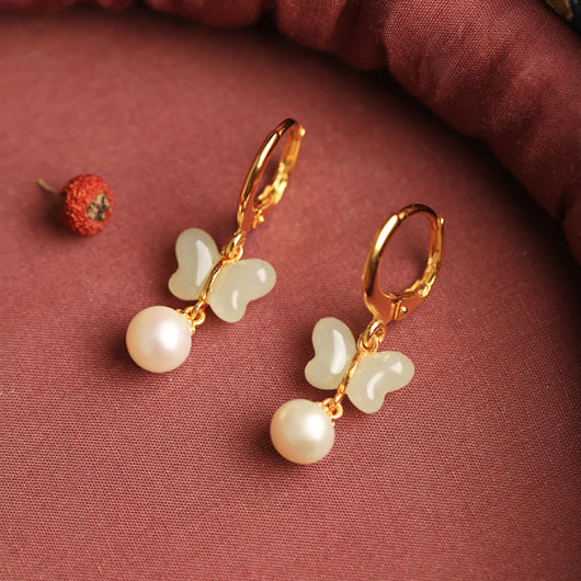 Aretes Mariposa Jade Hetian Natural Plata de Ley Elegancia Temperamental - Image 8
