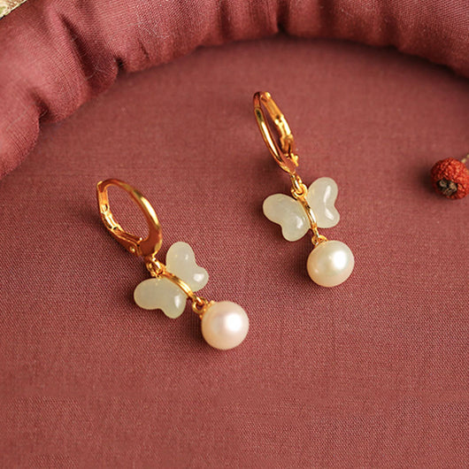 Aretes Mariposa Jade Hetian Natural Plata de Ley Elegancia Temperamental - Image 16