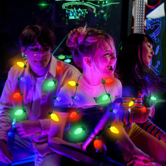 Collar Luminoso Navideño con Bombillas LED Multicolor para Fiestas