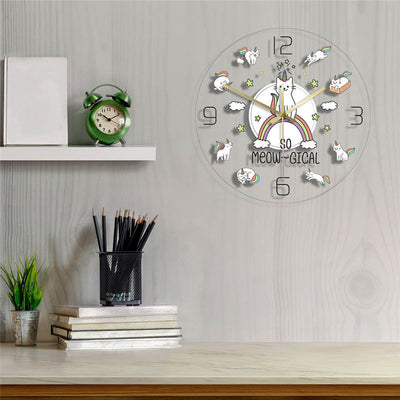 Reloj de Pared Gato Adorable con Cuernos - Diseño Bestia Multicolor - Image 10