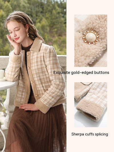 Chaqueta de Patchwork Cashmere y Algodón a Cuadros para Mujer - Image 7