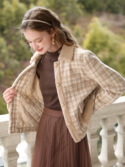 Chaqueta de Patchwork Cashmere y Algodón a Cuadros para Mujer - Image 8