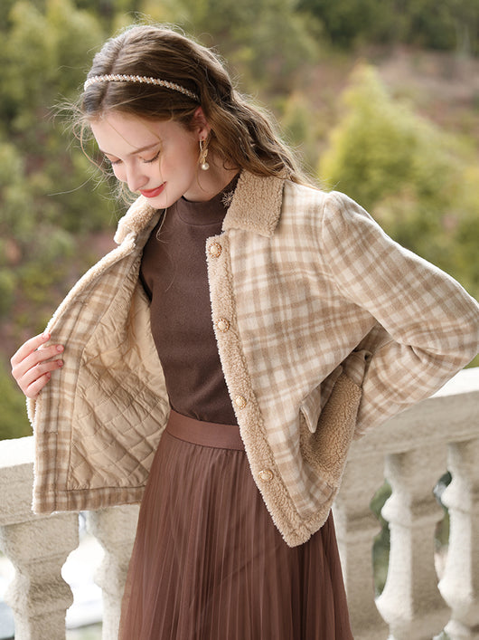 Chaqueta de Patchwork Cashmere y Algodón a Cuadros para Mujer - Image 8