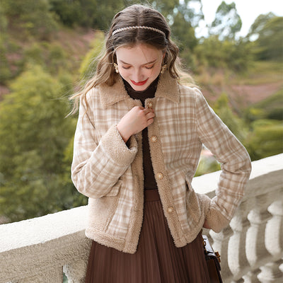 Chaqueta de Patchwork Cashmere y Algodón a Cuadros para Mujer - Image 11
